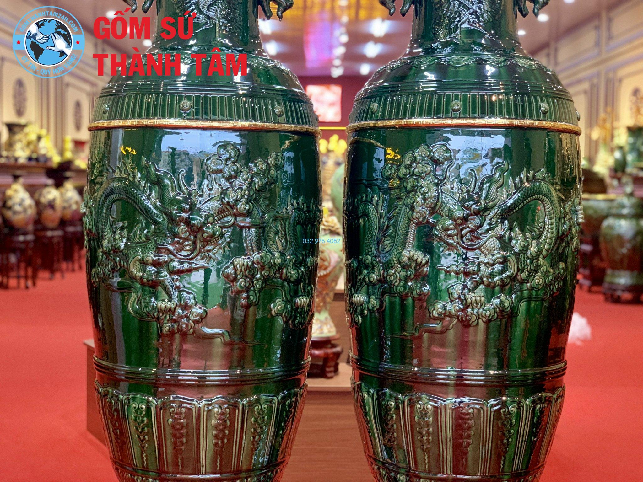 Lục Bình Xanh Ngọc Bọc Đồng Mặt Rồng Trơn