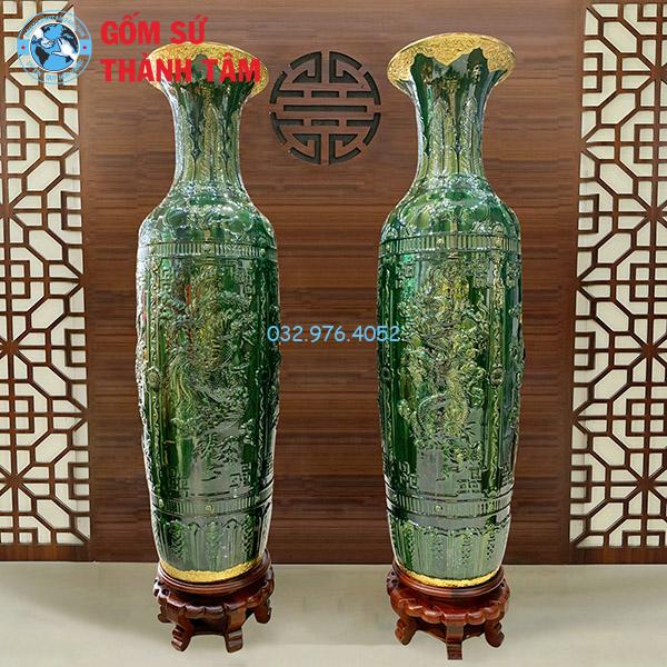 Lục Bình Xanh Ngọc Bọc Đồng Rồng Chầu Mặt Nguyệt