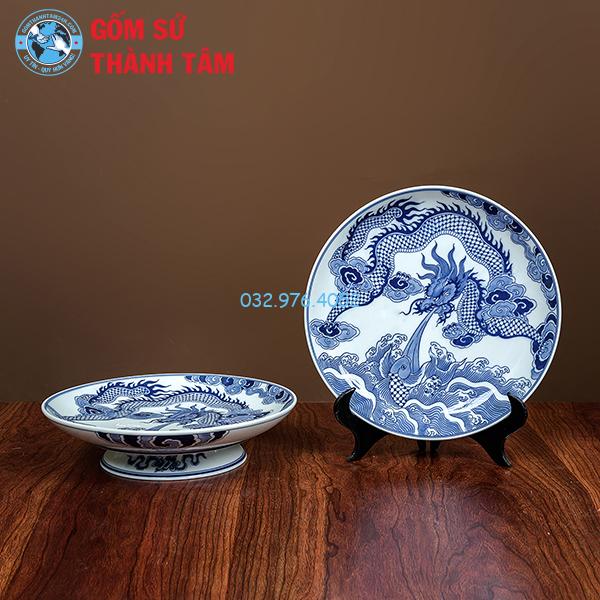 Mâm Bồng Bát Tràng Men Trắng Rồng