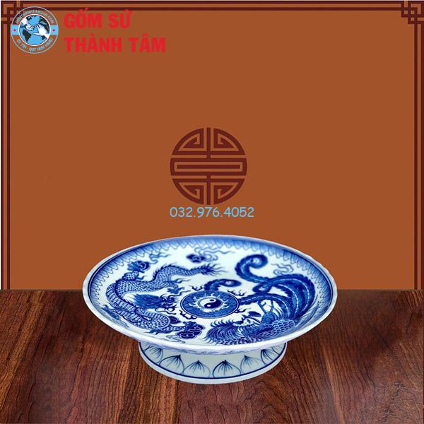 Mâm Bồng Bát Tràng Men Xanh Ngọc Rồng