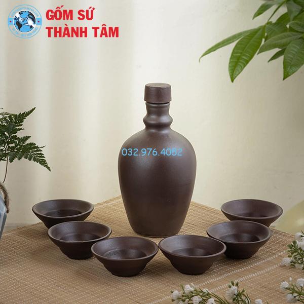 Nậm Rượu Cao Cổ Nâu Thô