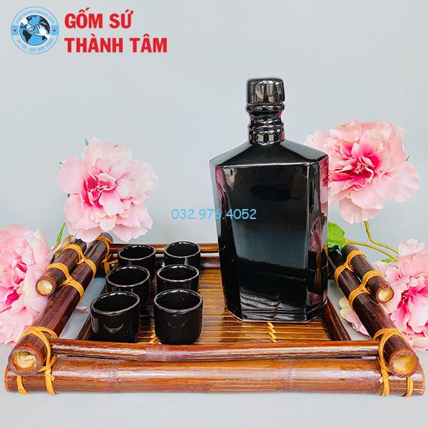 Nậm Rượu Chữ Nhật Mẫu Trụ Cao Men Bóng
