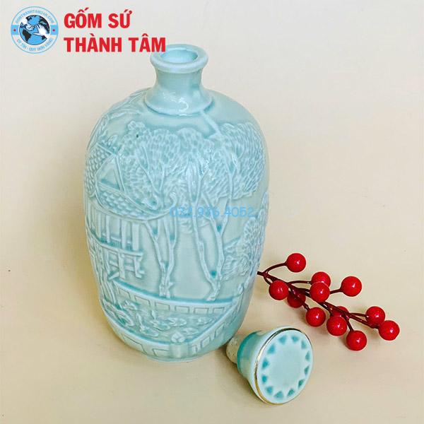 Nậm Rượu Cổ Màu Xanh
