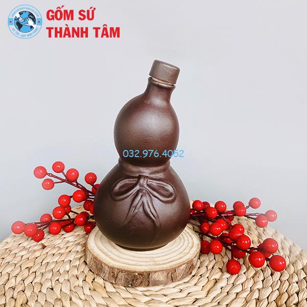 Nậm Rượu Hồ Lô Nơ Màu Gốm