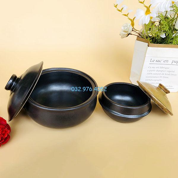 Nồi Niêu Đất Bát Tràng Nắp Đen