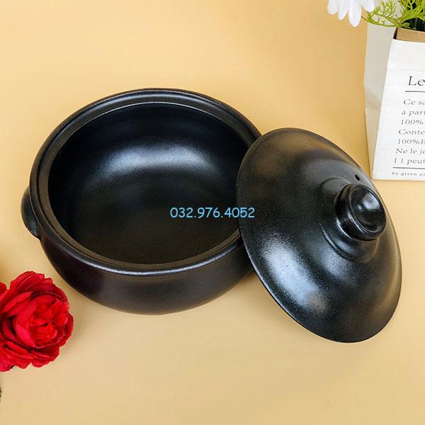 Nồi Niêu Đất Bát Tràng Nắp Đen