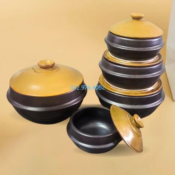 Nồi Niêu Đất Bát Tràng Nắp Vàng