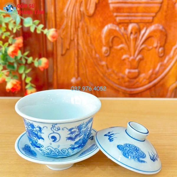 Phụ Kiện Ấm Chén Men Lam | Bát Sâm Trơn