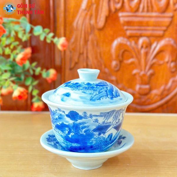 Phụ Kiện Ấm Chén Men Lam | Bát Sâm Trơn