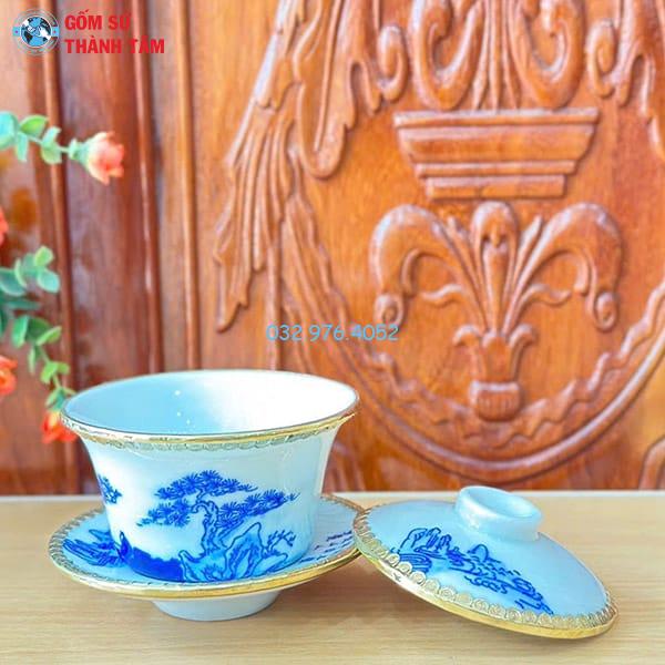 Phụ Kiện Ấm Chén Men Lam Bọc Đồng | Bát Sâm