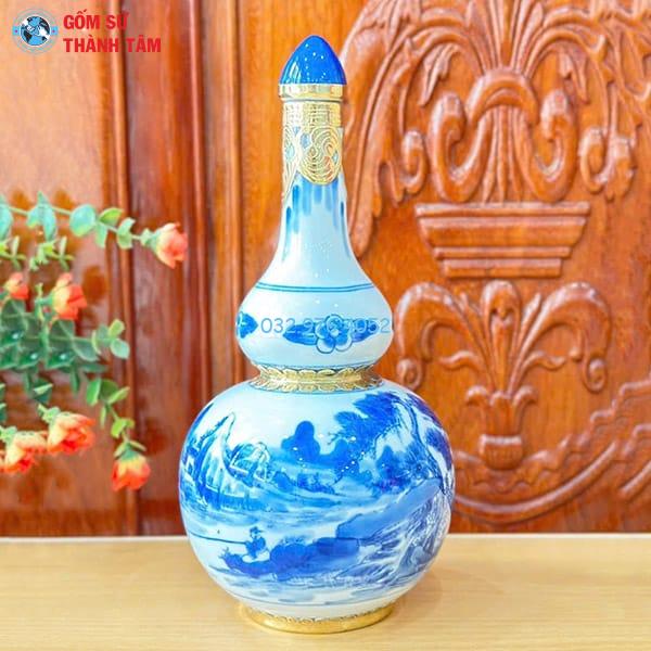 Phụ Kiện Ấm Chén Men Lam Bọc Đồng | Nậm Rượu