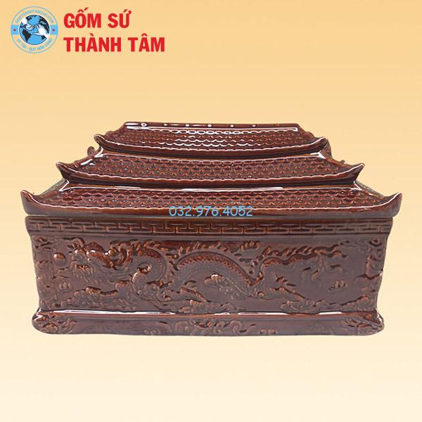 Quách Tiểu Rồng Nâu 3 Mái Khắc Nổi