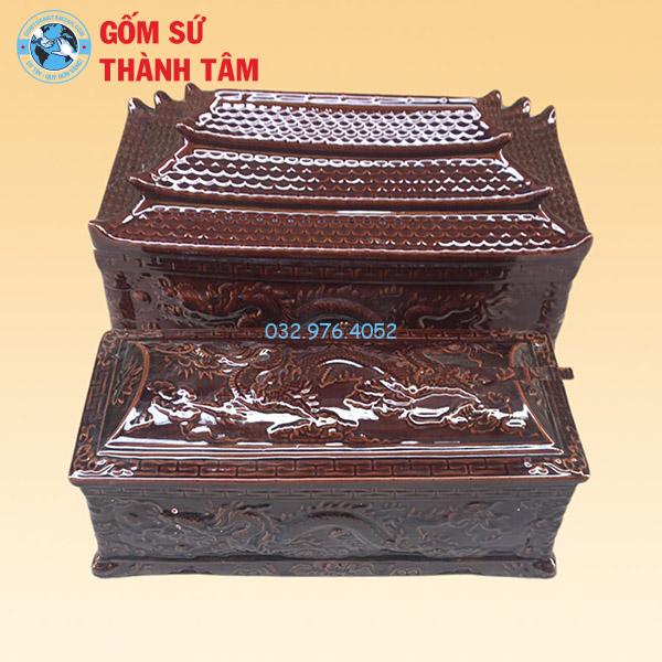 Quách Tiểu Rồng Nâu 3 Mái Khắc Nổi