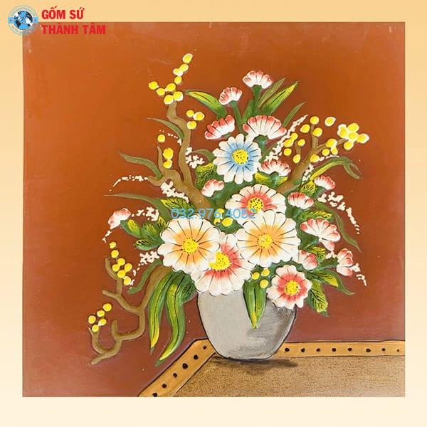 Tranh Gốm Đắp Nổi Không Khung | Hoa