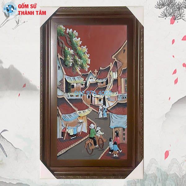 Tranh Gốm Đắp Nổi Khung Chữ Nhật Đứng