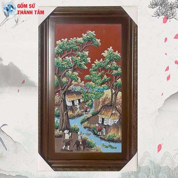 Tranh Gốm Đắp Nổi Khung Chữ Nhật Đứng