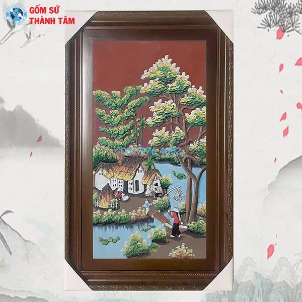 Tranh Gốm Đắp Nổi Khung Chữ Nhật Đứng