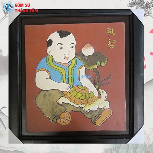 Tranh Gốm Đắp Nổi Khung Vuông | Tranh Dân Gian