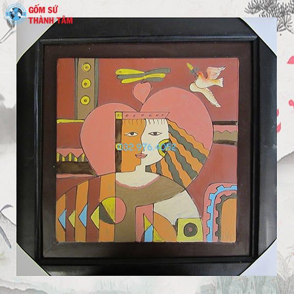 Tranh Gốm Đắp Nổi Khung Vuông | Tranh Trừu Tượng