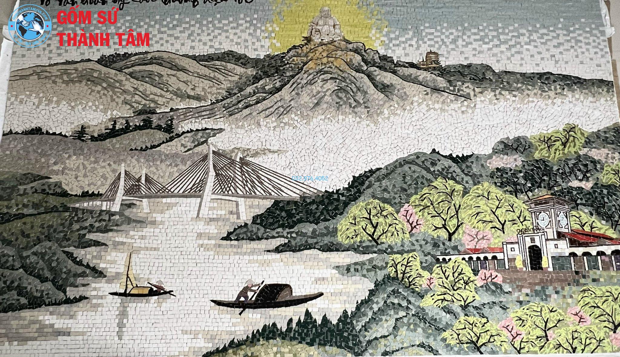 Tranh gốm Mosaic sơn thuỷ hữu tình