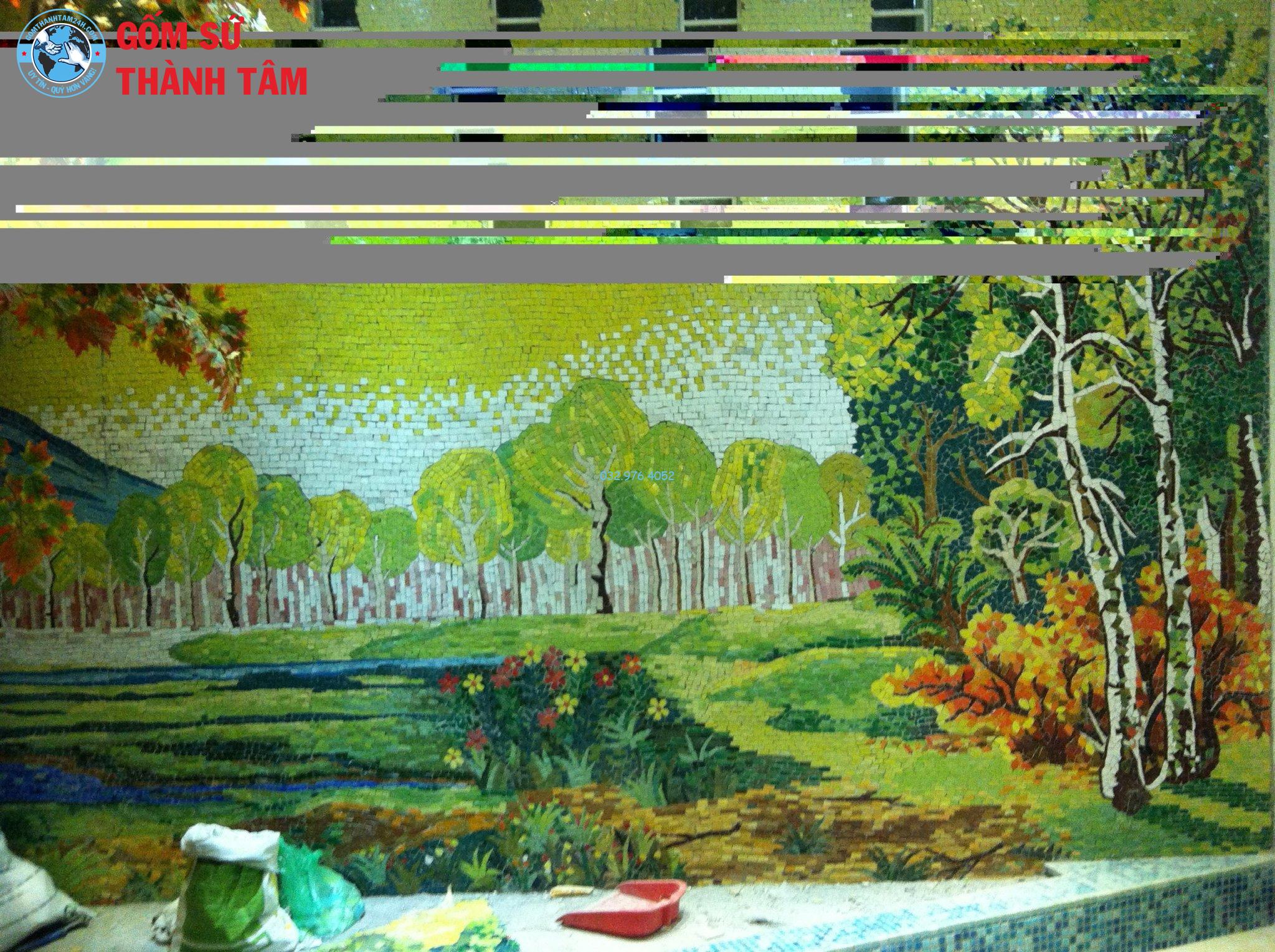Tranh gốm Mosaic sơn thuỷ hữu tình