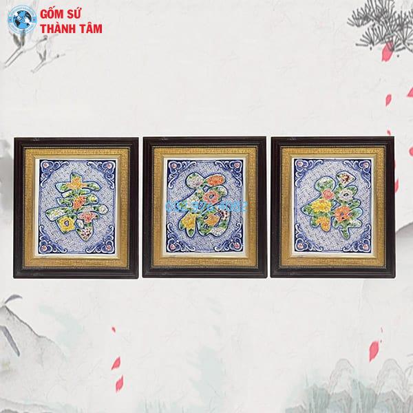 Tranh Gốm Theo Bộ 3 | Khung Vuông
