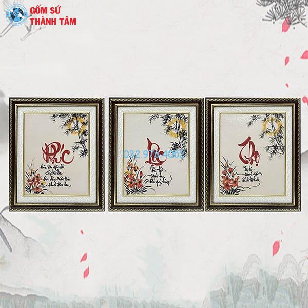 Tranh Gốm Theo Bộ 3 | Khung Vuông
