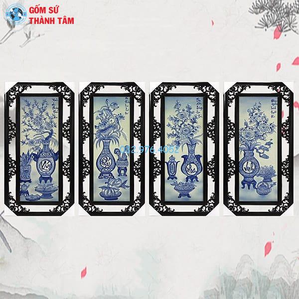 Tranh Tứ Quý Cổ Đồ Khung Hoa