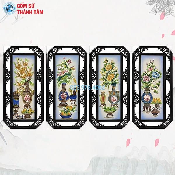 Tranh Tứ Quý Cổ Đồ Khung Hoa
