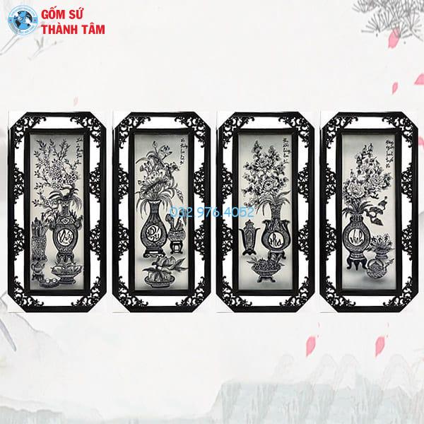 Tranh Tứ Quý Cổ Đồ Khung Hoa