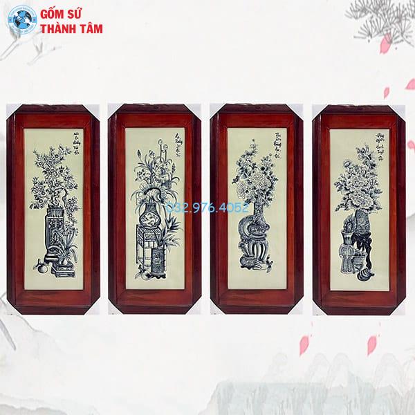 Tranh Tứ Quý Cổ Đồ Khung Thường