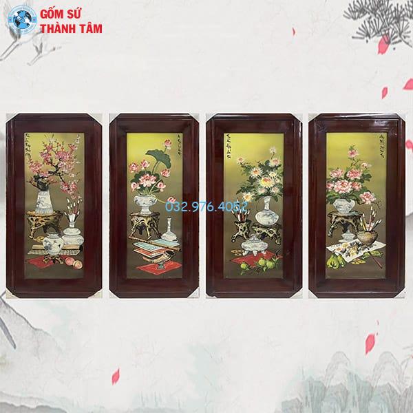 Tranh Tứ Quý Cổ Đồ Khung Thường