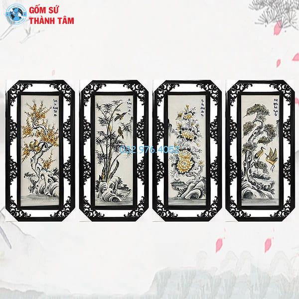 Tranh Tứ Quý Khung Lớn Vẽ Trơn