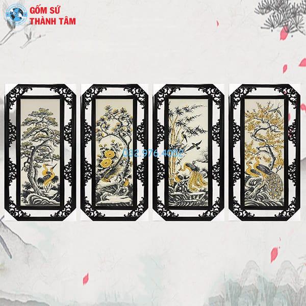 Tranh Tứ Quý Khung Lớn Vẽ Trơn