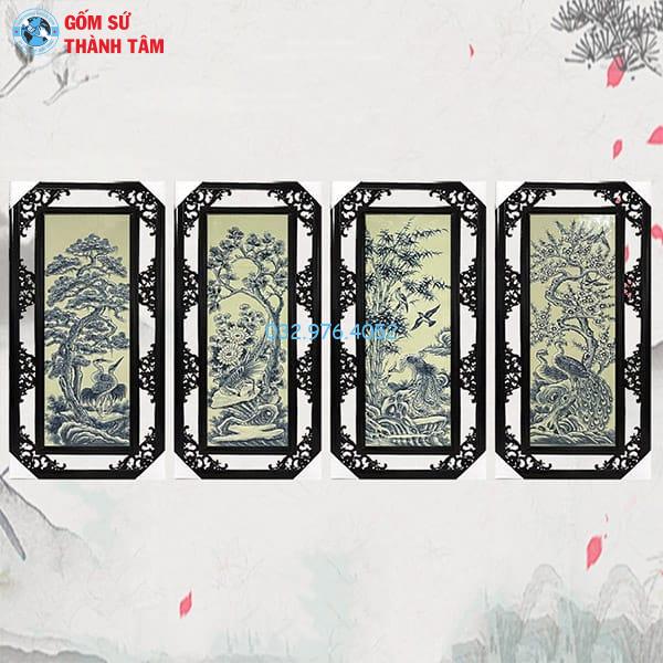 Tranh Tứ Quý Khung Lớn Vẽ Trơn