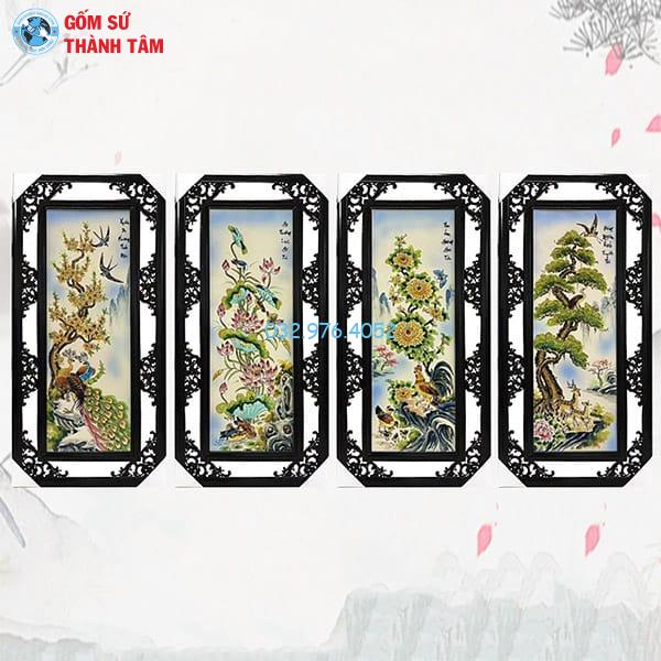 Tranh Tứ Quý Khung Lớn Vẽ Trơn