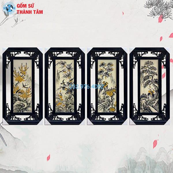 Tranh Tứ Quý Khung Nhỏ Vẽ Trơn