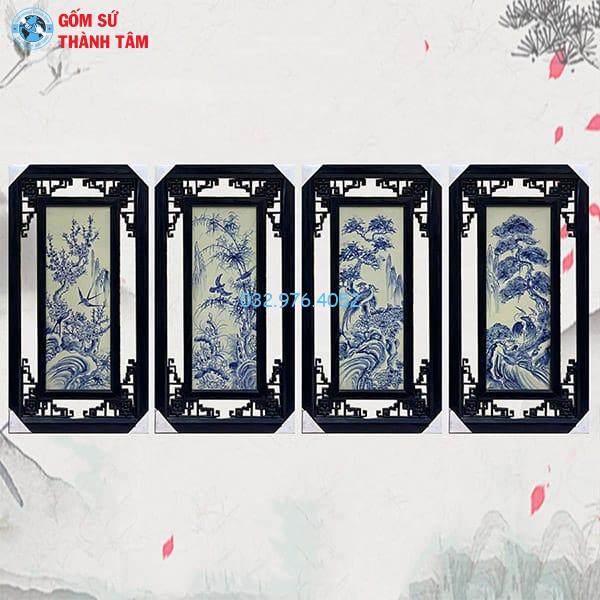 Tranh Tứ Quý Khung Nhỏ Vẽ Trơn