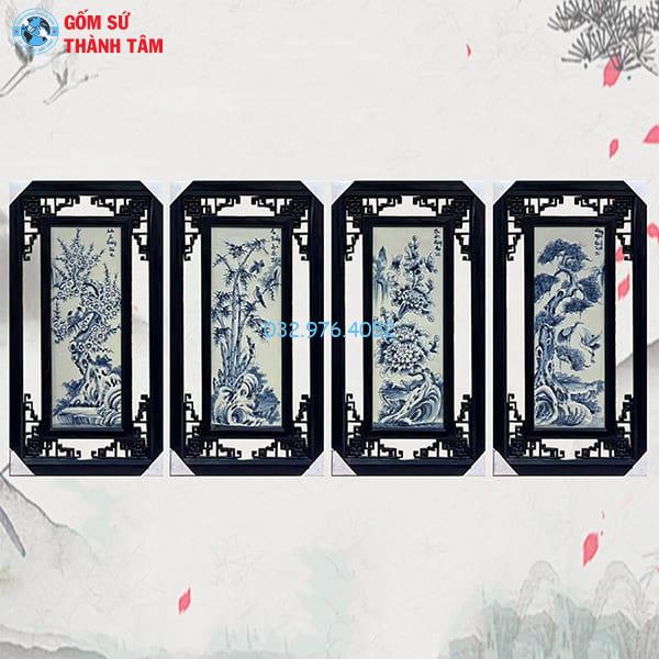 Tranh Tứ Quý Khung Nhỏ Vẽ Trơn