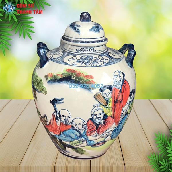Vò rượu vẽ hoa văn cảnh