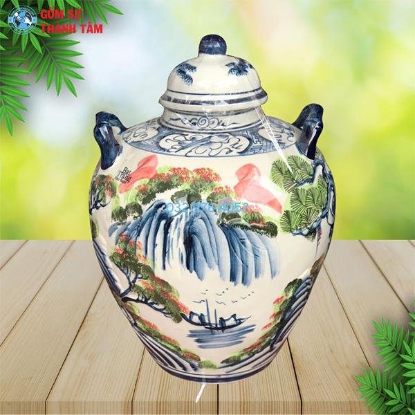 Vò rượu vẽ hoa văn cảnh