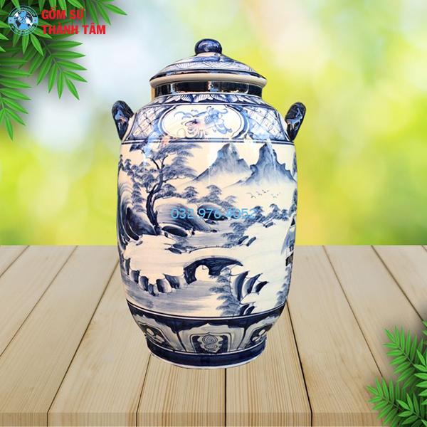 Vò rượu vẽ hoa văn câu cá