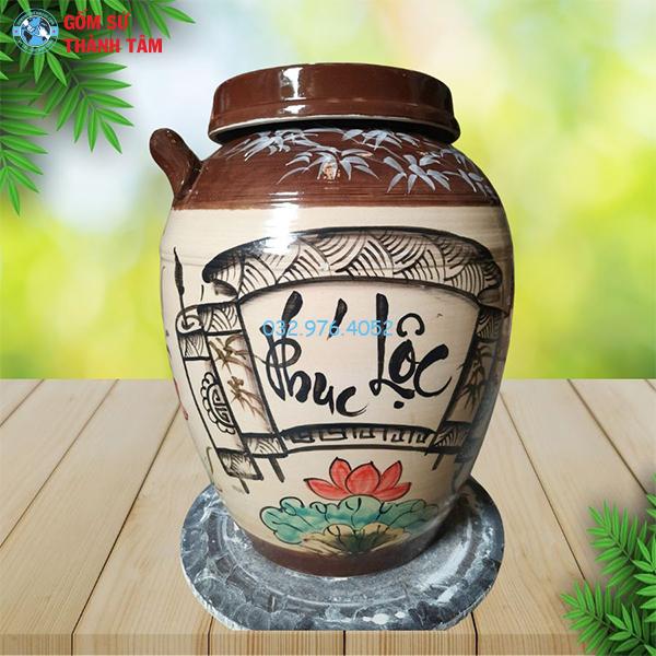 Vò rượu vẽ hoa văn Phú Lộc