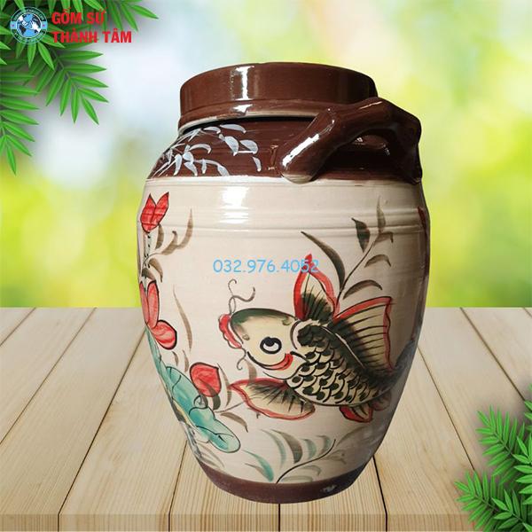 Vò rượu vẽ hoa văn Phú Lộc