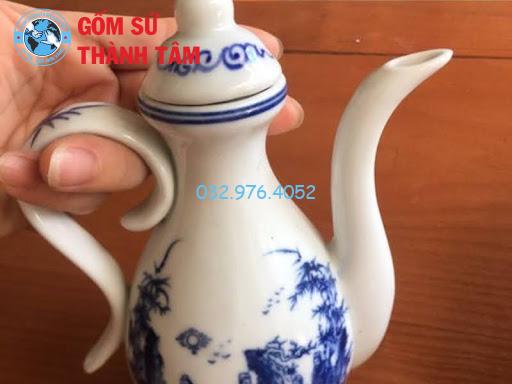 Bình đựng rượu mini gốm sứ Bát Tràng nhỏ gọn tiện lợi