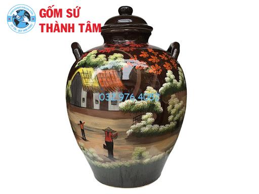 Bình gốm sứ Bát Tràng được đánh giá là lựa chọn tối ưu để ngâm rượu rắn