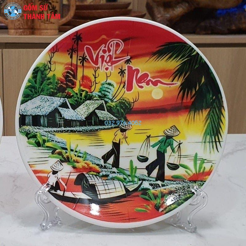 Đĩa sứ in hình ảnh danh lam thắng cảnh