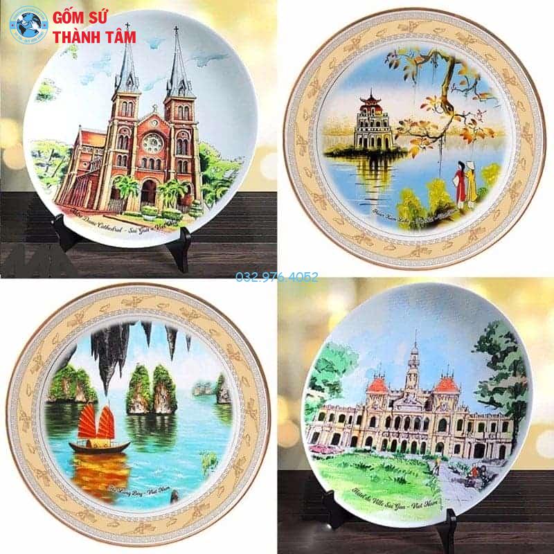 Đĩa sứ được sản xuất với hình ảnh đặc trưng vùng miền
