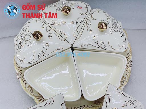Khay đựng mứt tết bằng gốm sứ Bát Tràng có tính thẩm mỹ cao